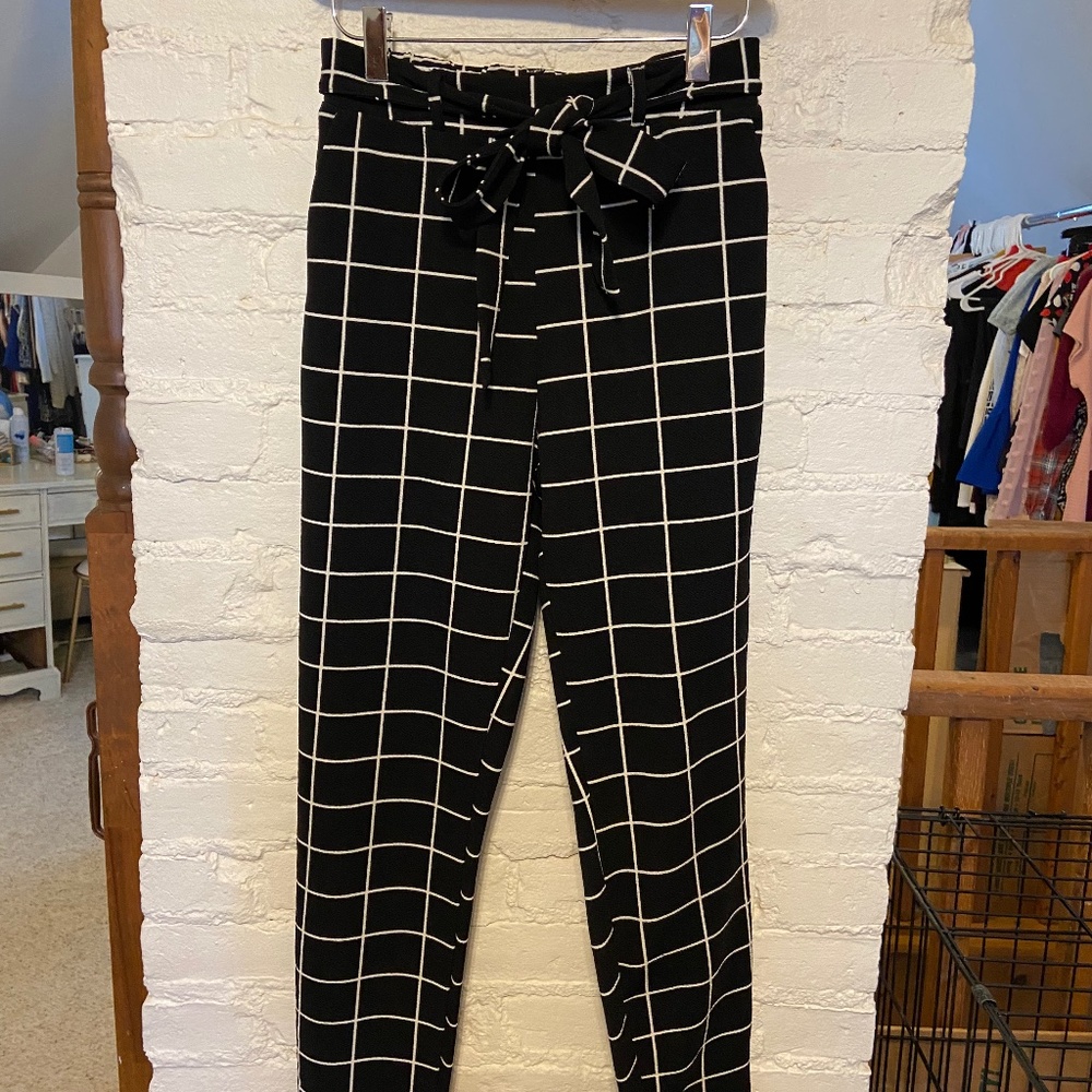 Black and white plaid pants